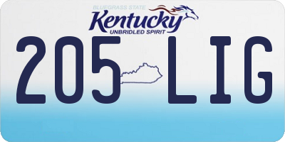 KY license plate 205LIG