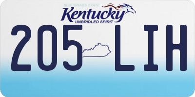 KY license plate 205LIH