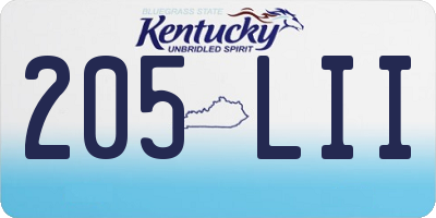 KY license plate 205LII