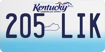 KY license plate 205LIK