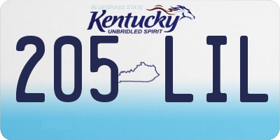 KY license plate 205LIL