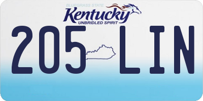 KY license plate 205LIN