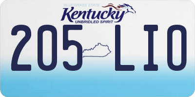 KY license plate 205LIO