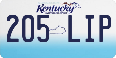 KY license plate 205LIP