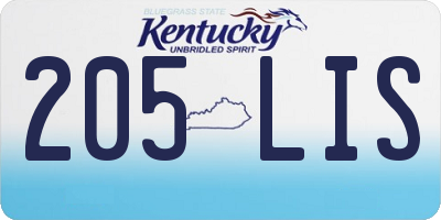 KY license plate 205LIS