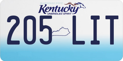 KY license plate 205LIT