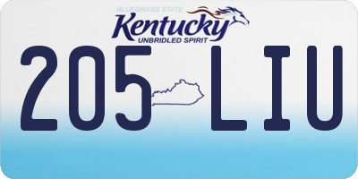 KY license plate 205LIU