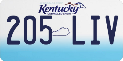 KY license plate 205LIV