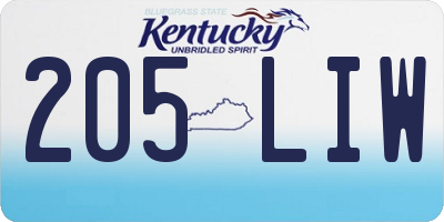 KY license plate 205LIW