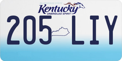 KY license plate 205LIY