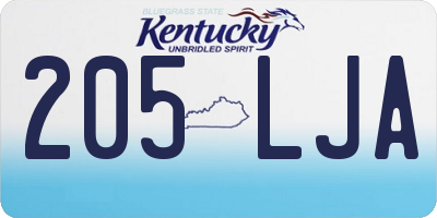 KY license plate 205LJA