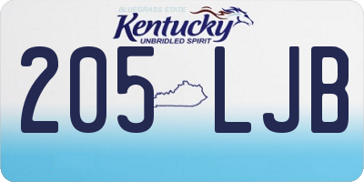 KY license plate 205LJB