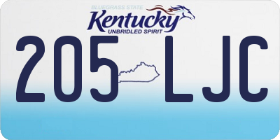 KY license plate 205LJC