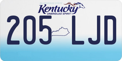 KY license plate 205LJD
