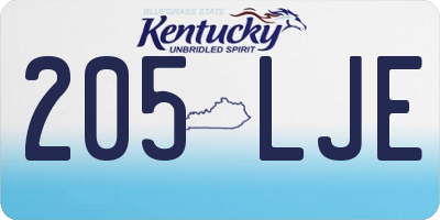 KY license plate 205LJE