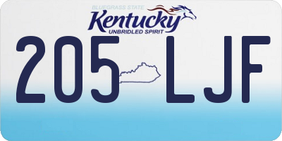 KY license plate 205LJF