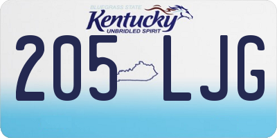 KY license plate 205LJG