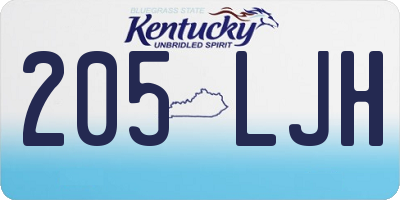 KY license plate 205LJH