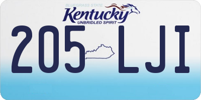 KY license plate 205LJI