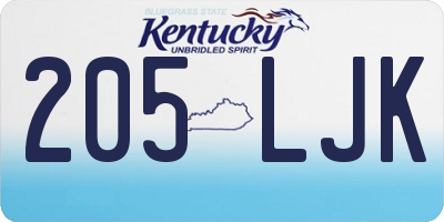 KY license plate 205LJK