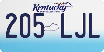 KY license plate 205LJL