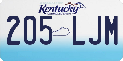 KY license plate 205LJM