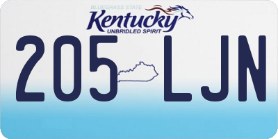 KY license plate 205LJN