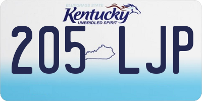 KY license plate 205LJP