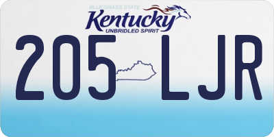 KY license plate 205LJR