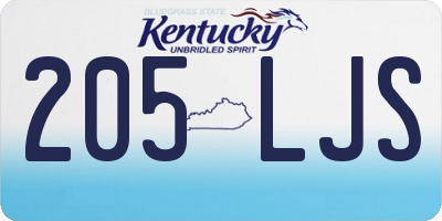 KY license plate 205LJS