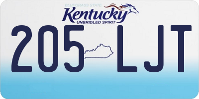 KY license plate 205LJT