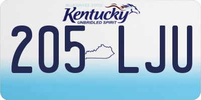 KY license plate 205LJU
