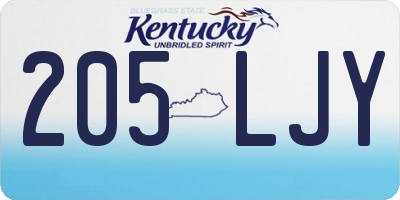 KY license plate 205LJY