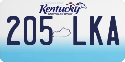 KY license plate 205LKA