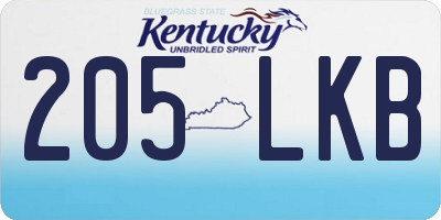 KY license plate 205LKB