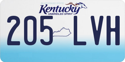 KY license plate 205LVH