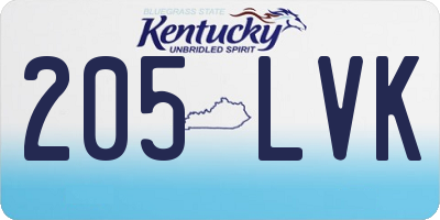 KY license plate 205LVK
