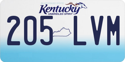 KY license plate 205LVM