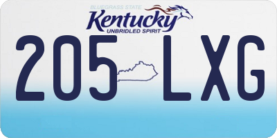 KY license plate 205LXG