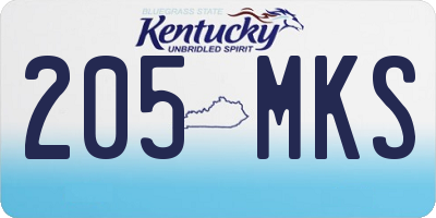 KY license plate 205MKS