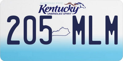 KY license plate 205MLM