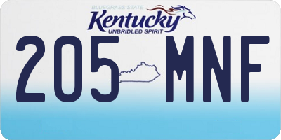 KY license plate 205MNF
