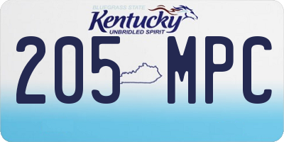 KY license plate 205MPC
