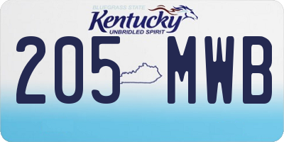 KY license plate 205MWB