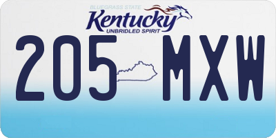 KY license plate 205MXW