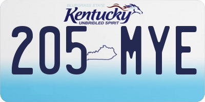 KY license plate 205MYE