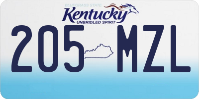 KY license plate 205MZL