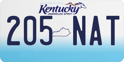 KY license plate 205NAT
