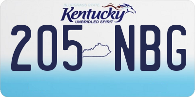 KY license plate 205NBG