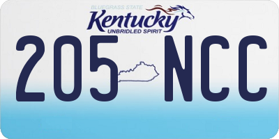 KY license plate 205NCC